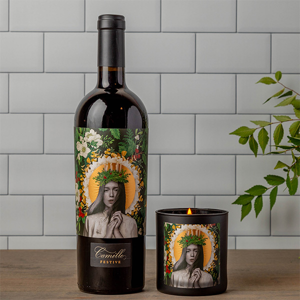 Camille Festive Wine & Candle Gift Set