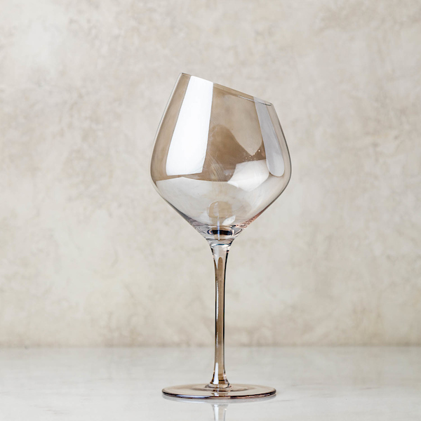Slant Smoke Stemmed Wine Glasses - Set of 4