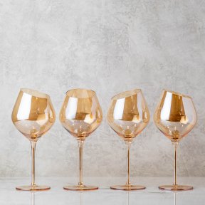 Slant Amber Stemmed Wine Glasses - Set of 4