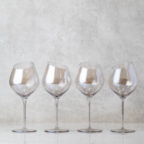 Slant Smoke Stemmed Wine Glasses - Set of 4