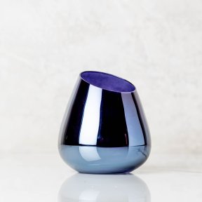 Slant Navy Stemless Wine Glass