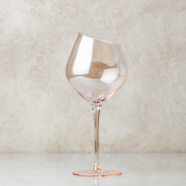 Slant Rose Stemmed Wine Glass
