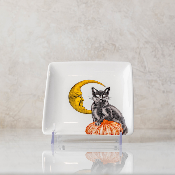 Tabletop Scaredy Cat Dessert Plates Ceramic Halloween Dishes Platter 37230  Cat 