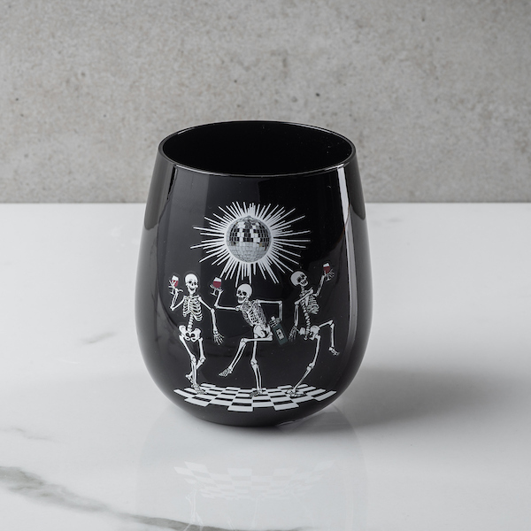 Disco Skeleton Stemless Wine Glass