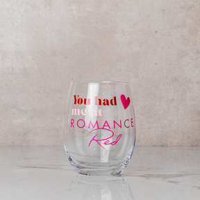 Romance Red Stemless Wine Glass