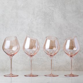 Slant Rose Stemmed Wine Glasses - Set of 4