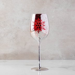 Silver Snowflake Stemmed Wine Glass