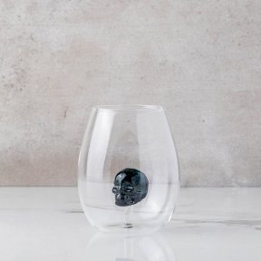 Black Skull Stemless Wine Glass