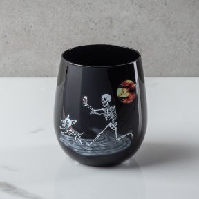 Skeleton Dog Stemless Wine Glass