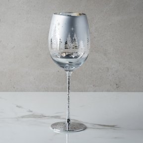 Silver Winter Tree Stemmed Wine Glass