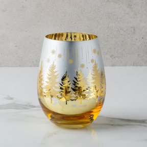 Gold Winter Tree Stemless Wine Glass