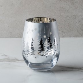 Silver Winter Tree Stemless Wine Glass