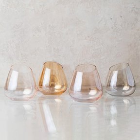Slant Stemless Wine Glasses - Set of 4