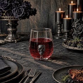 Small Black Skull Stemless Wine Glass