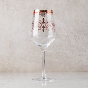 Silver and Gold Snowflakes White Wine Glass