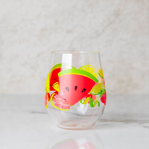 Summer Acrylic Stemless Wine Glass