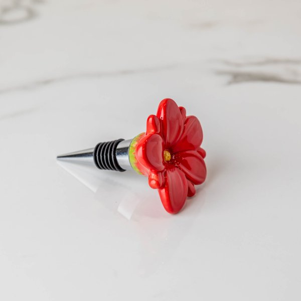 Full Bloom Red Floral Wine Stopper