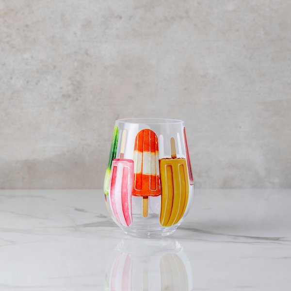 Summer Popsicle Stemless Wine Glass