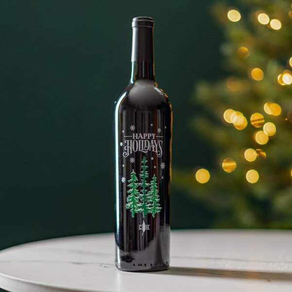 Happy Holidays Embossed Wine