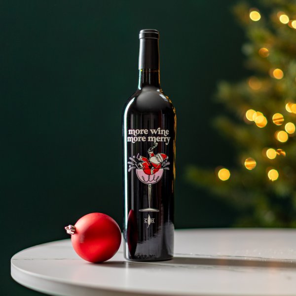 More Wine More Merry Embossed Wine