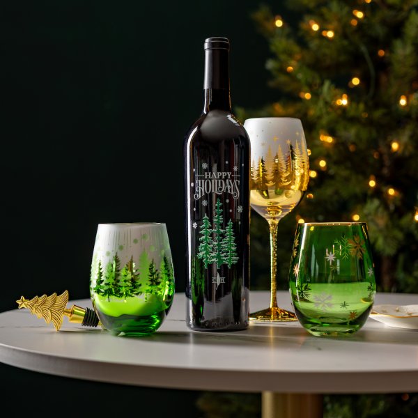 Happy Holidays Embossed Wine