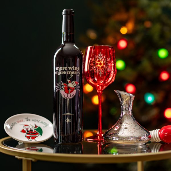 More Wine More Merry Embossed Wine