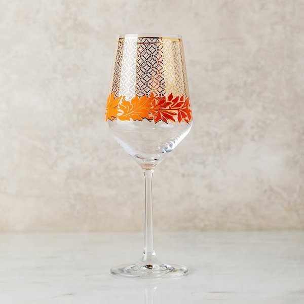 Botanical Orange Amber Entertaining Stemmed Wine Glass