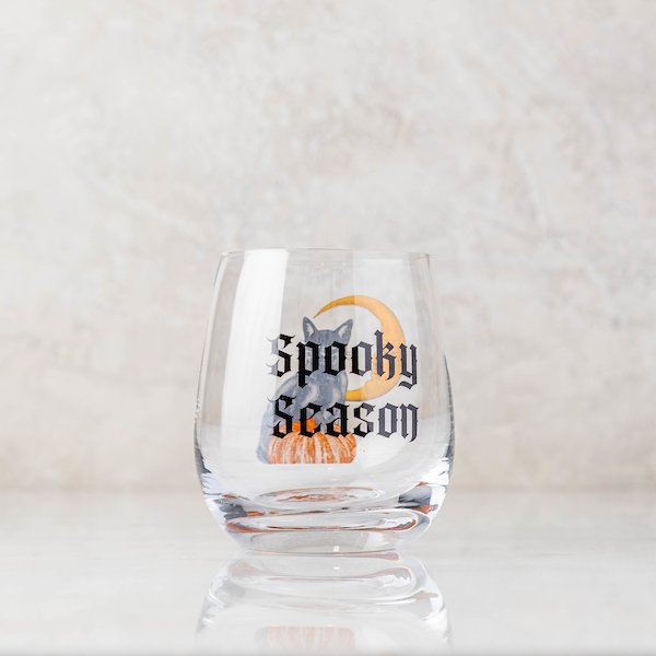 Spooky Cat Halloween Stemless Wine Glass