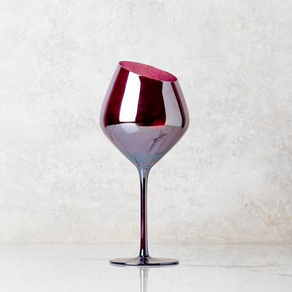 Slant Plum Stemmed Wine Glass