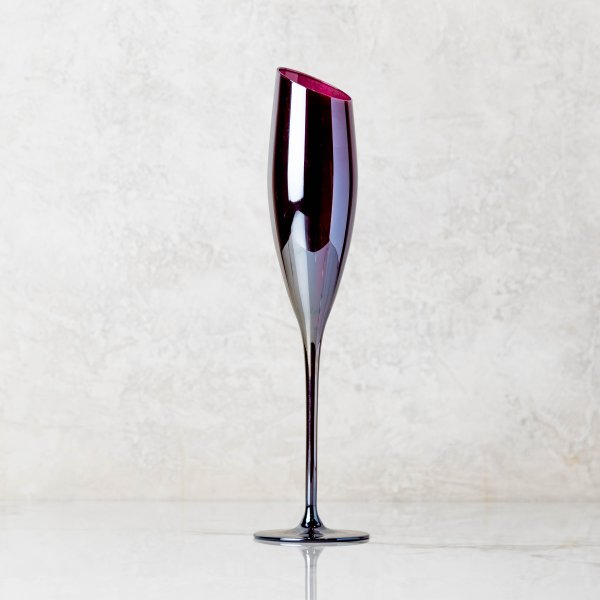 Slant Plum Flute Wine Glass