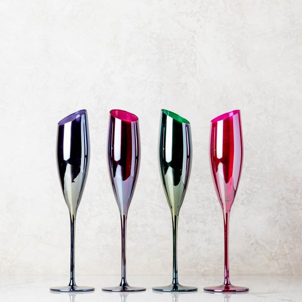 Slant Plum Flute Wine Glass