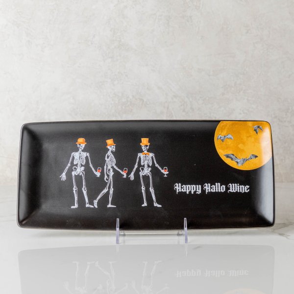 Dapper Skeleton Halloween Black Platter