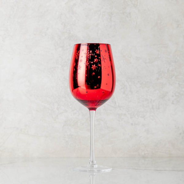 Let it Snow Red Stemmed Wine Glass