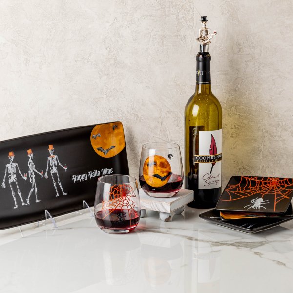 Dapper Skeleton Halloween Black Appetizer Plate