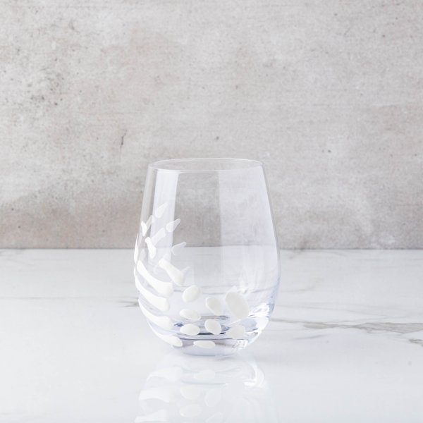 White Skeleton Hand Stemless Wine Glass