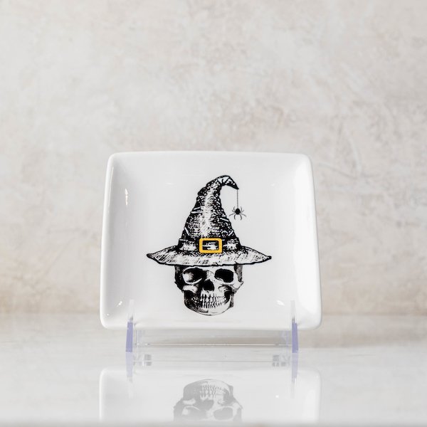 Skeleton Witch Halloween Appetizer Plate