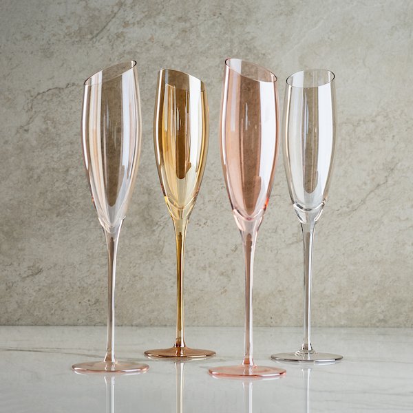 Slant Flute Wine Glasses - Set of 4