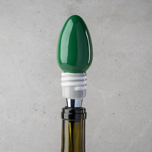 Green Bulb Wine Bottle Stopper