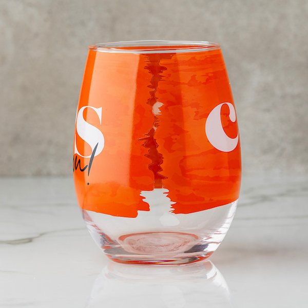 Cheers to You Orange Stemless Wine Glass