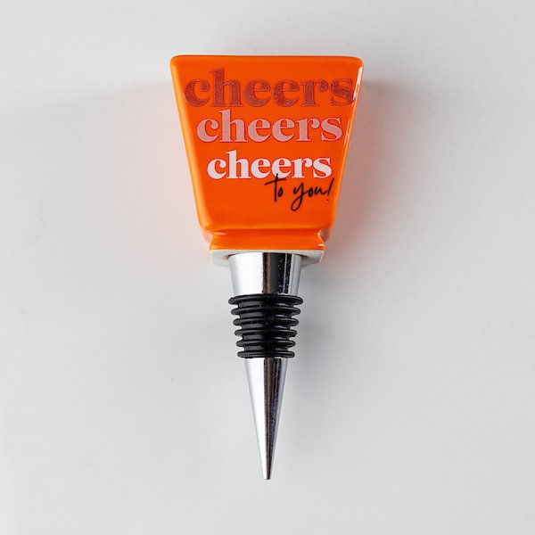 Cheers to You Orange Wine Bottle Stopper