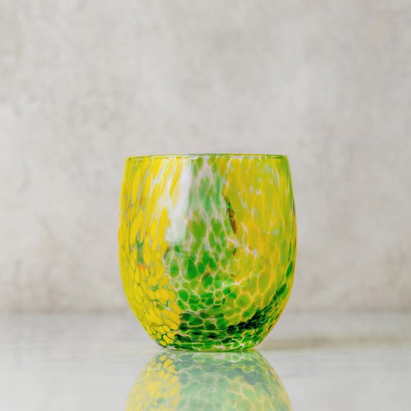 Joy Yellow & Green Stemless Wine Glass