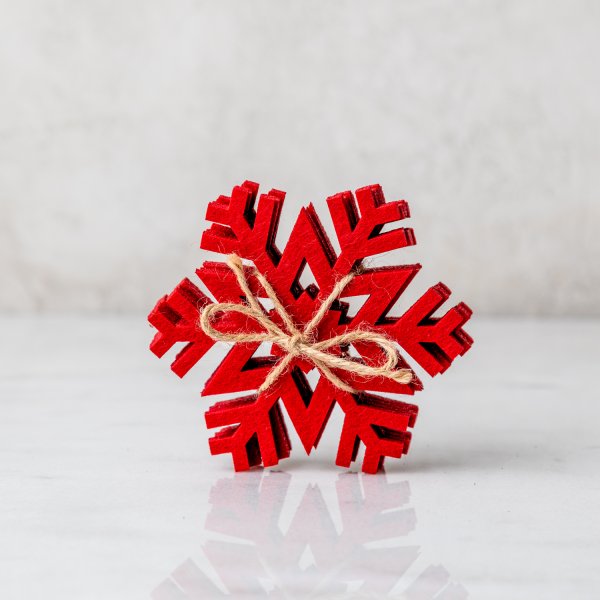 Red Snowflake Coasters Set of 4
