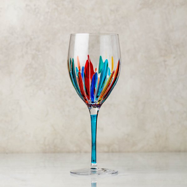 Trix Turquoise Stemmed Wine Glass 17oz