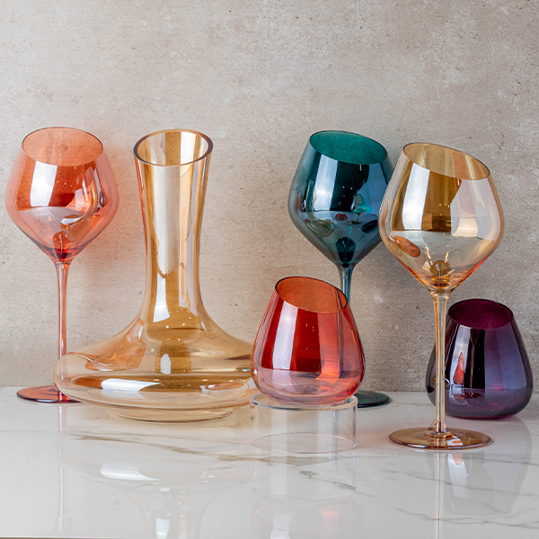 Slant Terracotta Stemmed Wine Glass