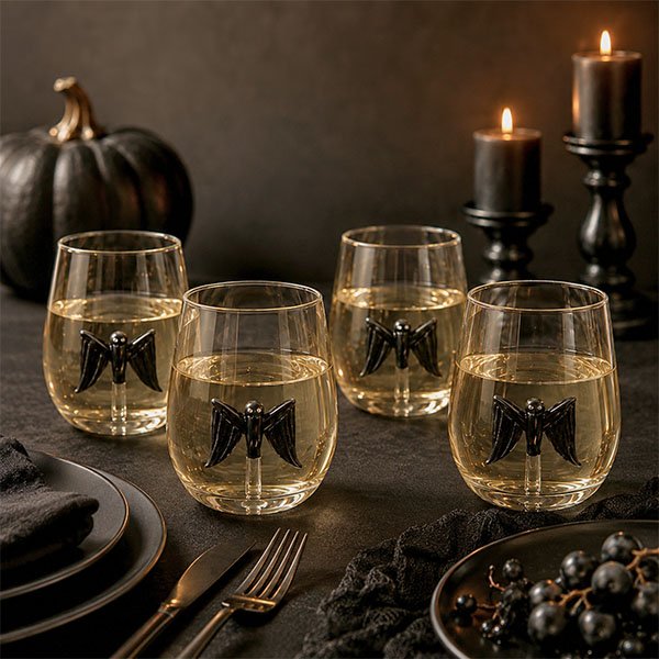 Bat Stemless Wine Glass