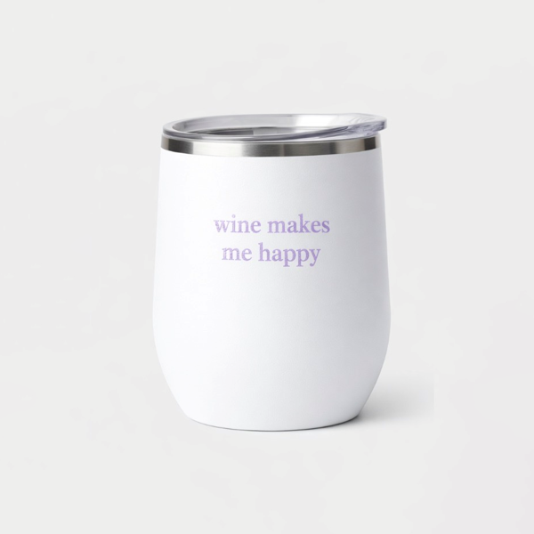 Wine Happy White Stemless Wine Tumbler