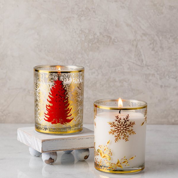 Gold Snowflake Winter Entertaining Candle