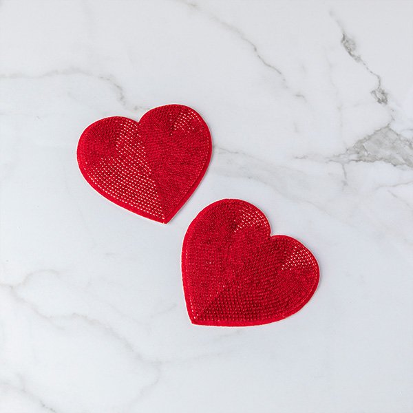 Beaded Heart Coasters Set of 2