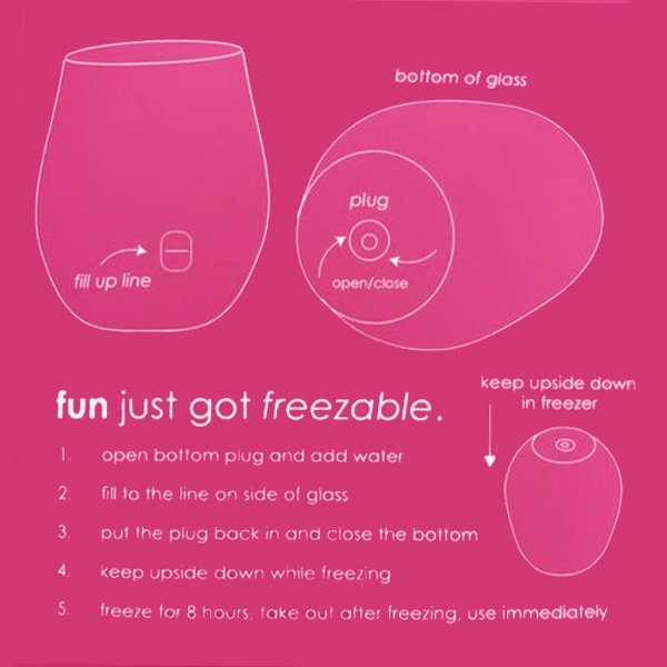 Pink Silicone Freezable Wine Glass