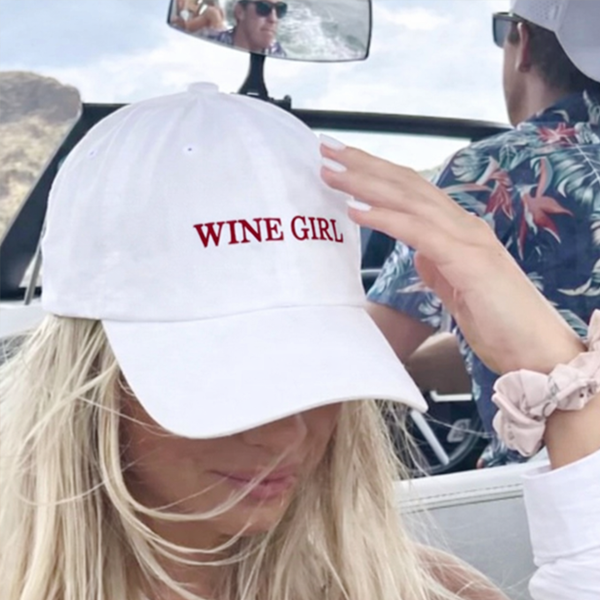Wine Girl White Hat